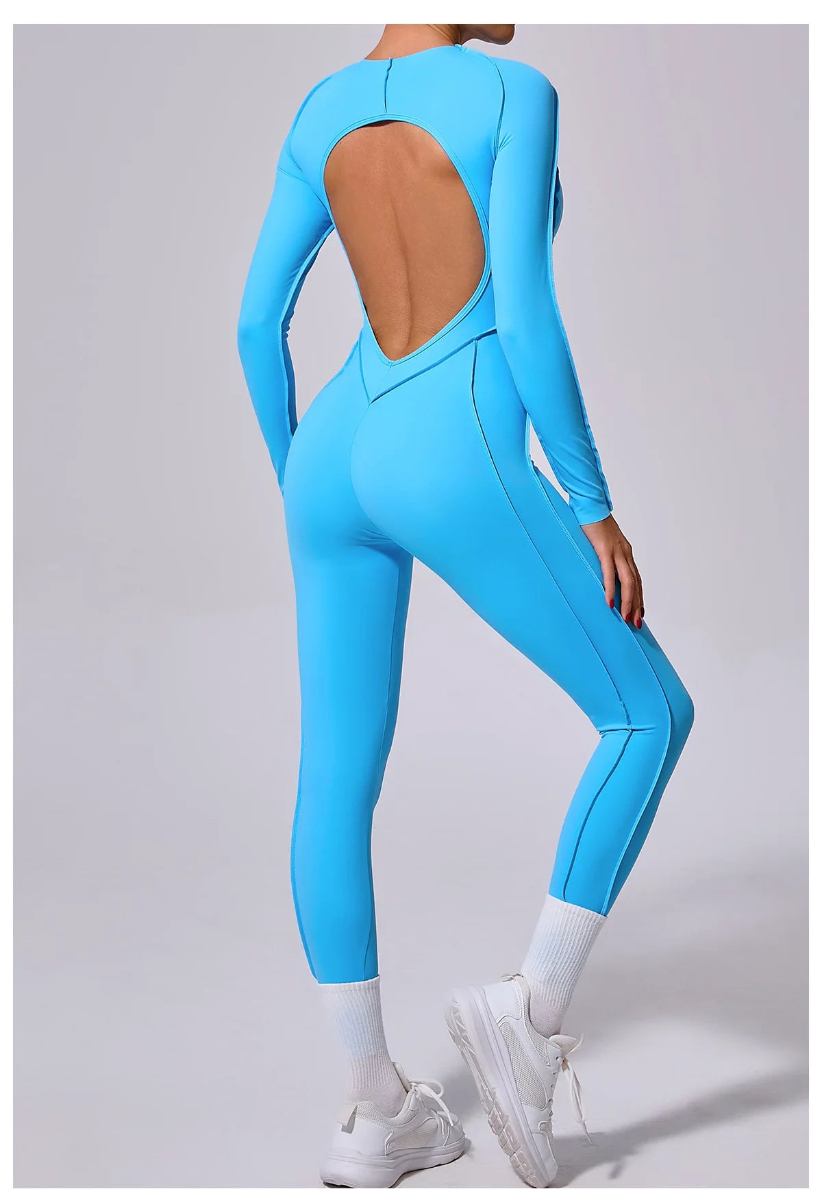 Women's Sports Jumpsuit Kit Yoga Fitness Bodysuit Hip-lifting Open Back Tight High Elasticity Outdoors Gym Workout Sexy Clothes
