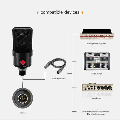 103 Professional Large Diaphragm Condenser Studio Microphone for Vocal Recording Podcast Broadcasting Live Streaming