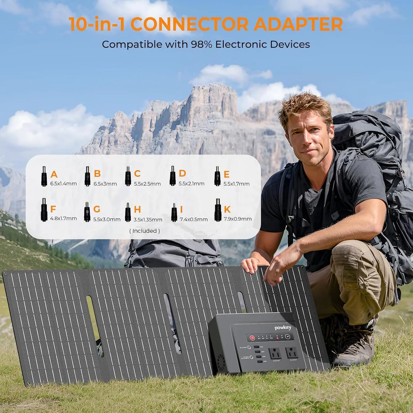 Solar Powered Generator, 200W Portable Power Station with Solar Panels 40W, 146Wh Power Bank with 2 AC Outlet 110V Pure Sine