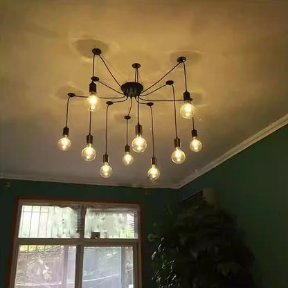 DIY Spider Lights Vintage Chandelier Edison Industrial Hanging Lamp Ceiling Multiple Pendant Light Kitchen Farmhouse Living Room