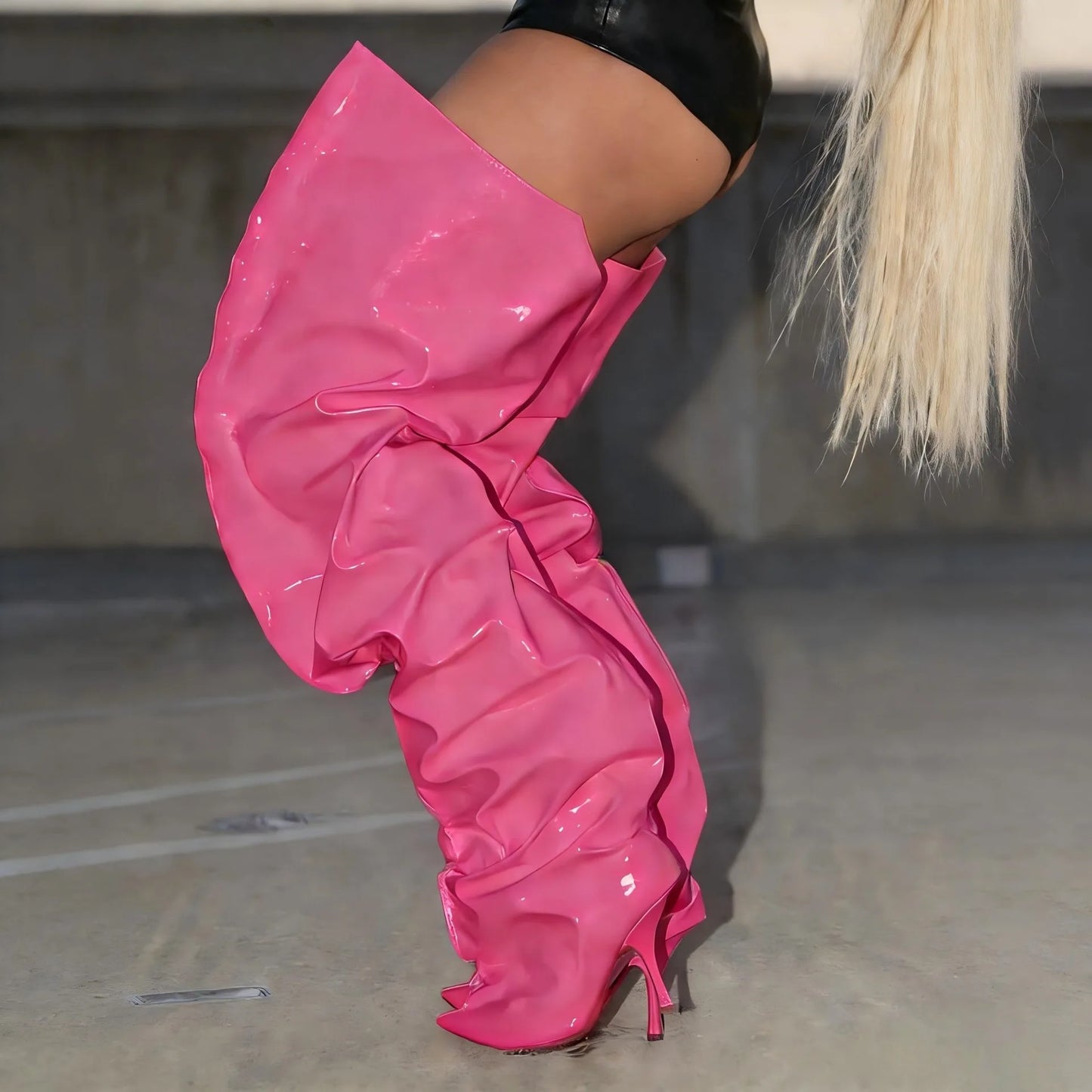 European and American Women's Sexy Over the Knee Pointed Fashion Stage Walking Shoes, Nightclub Spicy Girls' Trendy Pants and Bo