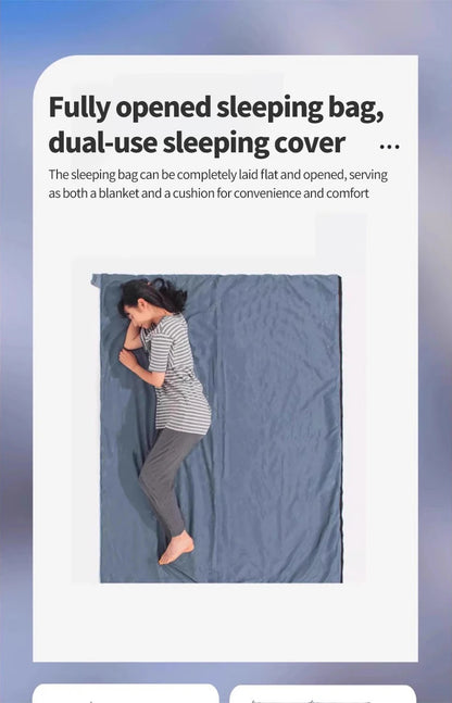Outdoor Camping Ultralight Compact Adult Sleeping Bag Travel Washable Down Cotton Insulation Dirt-Resistant Portable Waterproof