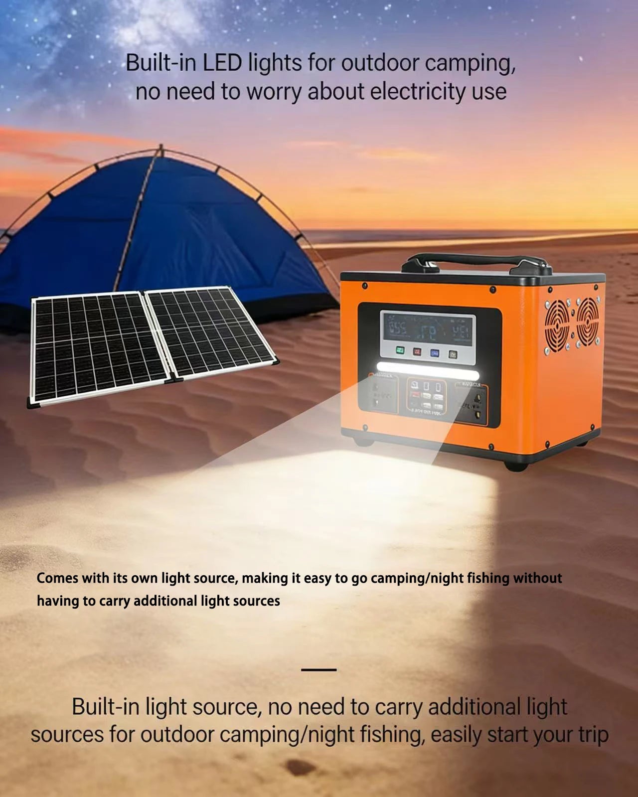 New  600Wh LiFePO4 220V High Power Portable Power Station 40AH Solar Outdoor Mobile Power Supply Home Emergency Energy Storage