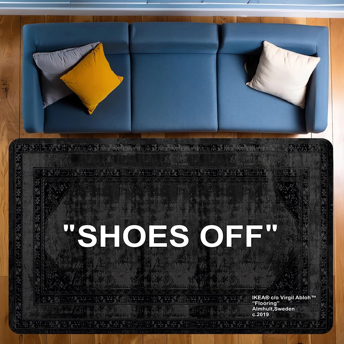 VIKAMA Minimalist Carpet “SHOES OFF” Black Stain-Resistant Rug Doormat Welcome Mat Rug For Bedroom Carpet For Live Room Home Dec