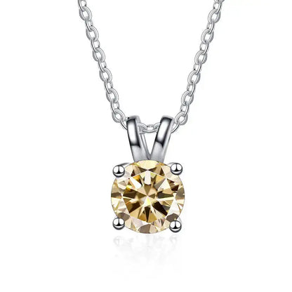 1CT 925 Silver Double Bail Four Prong Round Solitaire Pendant Necklace Round Cut D VVS1 Multi Color Moissanite Gift Fine Jewelry
