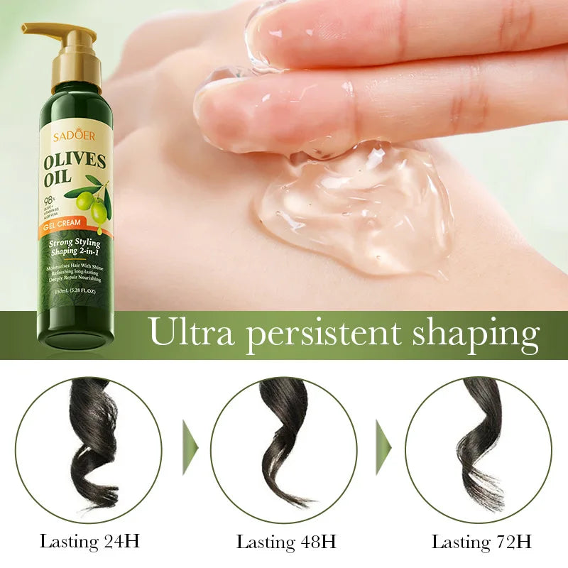 SADOER Olive Oil Hair Styling Wax Gel - Strong Hold, Natural Shine, Volumizing, Non-Greasy for Men & Women