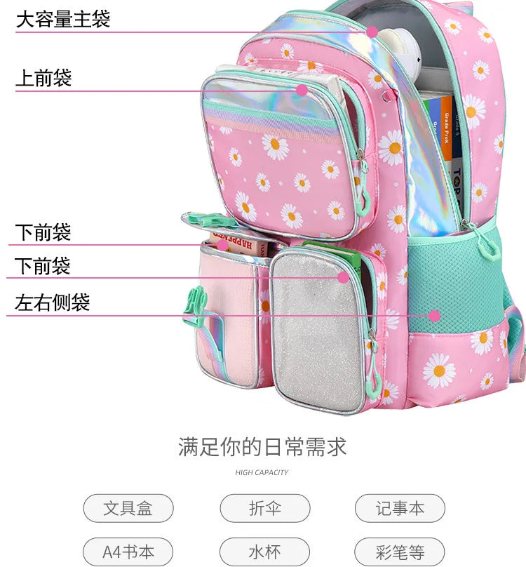 Cute Student Backpack 3pcs/set Primary Schoolbag Rabbits and Quicksand Kawaii Student Backpack Teenage Girls Handbag Rucksack
