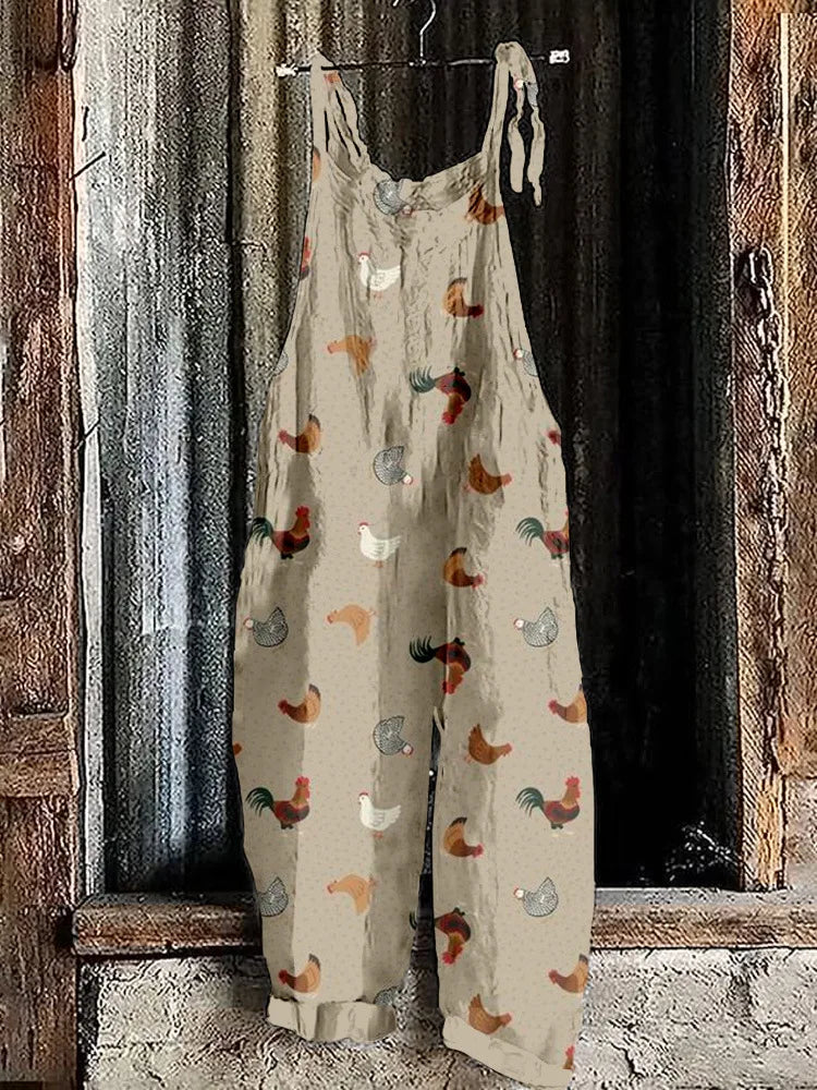 Suspenders Jumpsuits Women Print One Piece Pocket Overalls Sling Long Pants Casual Loose High Waist Rompers Y2k Streetwear 2025