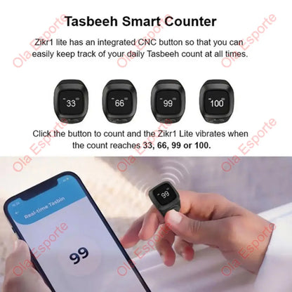 2026 Qibla Smart Zikr Ring Praise Tasbih Tally Electronic Digital Counter for Muslims 5Prayer Time Vibration Reminder Waterproof