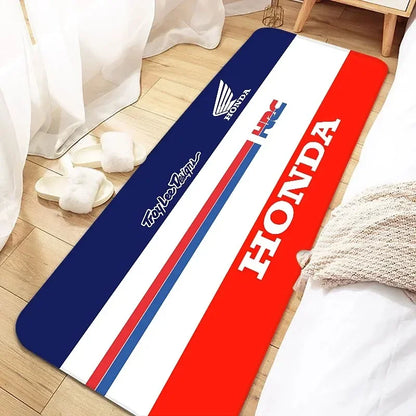 Racing Motorcycle Floor Mat, Non-Slip Dart Mat for Garage, Honda Style Motorcycle Show Carpet, Washable Anti-Slip Rug for Motocr