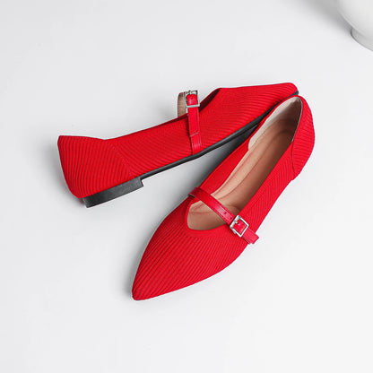 Women's flat shoes with pointed soft knitted sole breathable and comfortable shoes Spring and Autumn 2024 new model