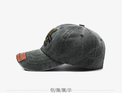 Outdoor sports hat retro men's washed faded old cowboy hat M letter cotton soft top embroidered sunshade baseball cap
