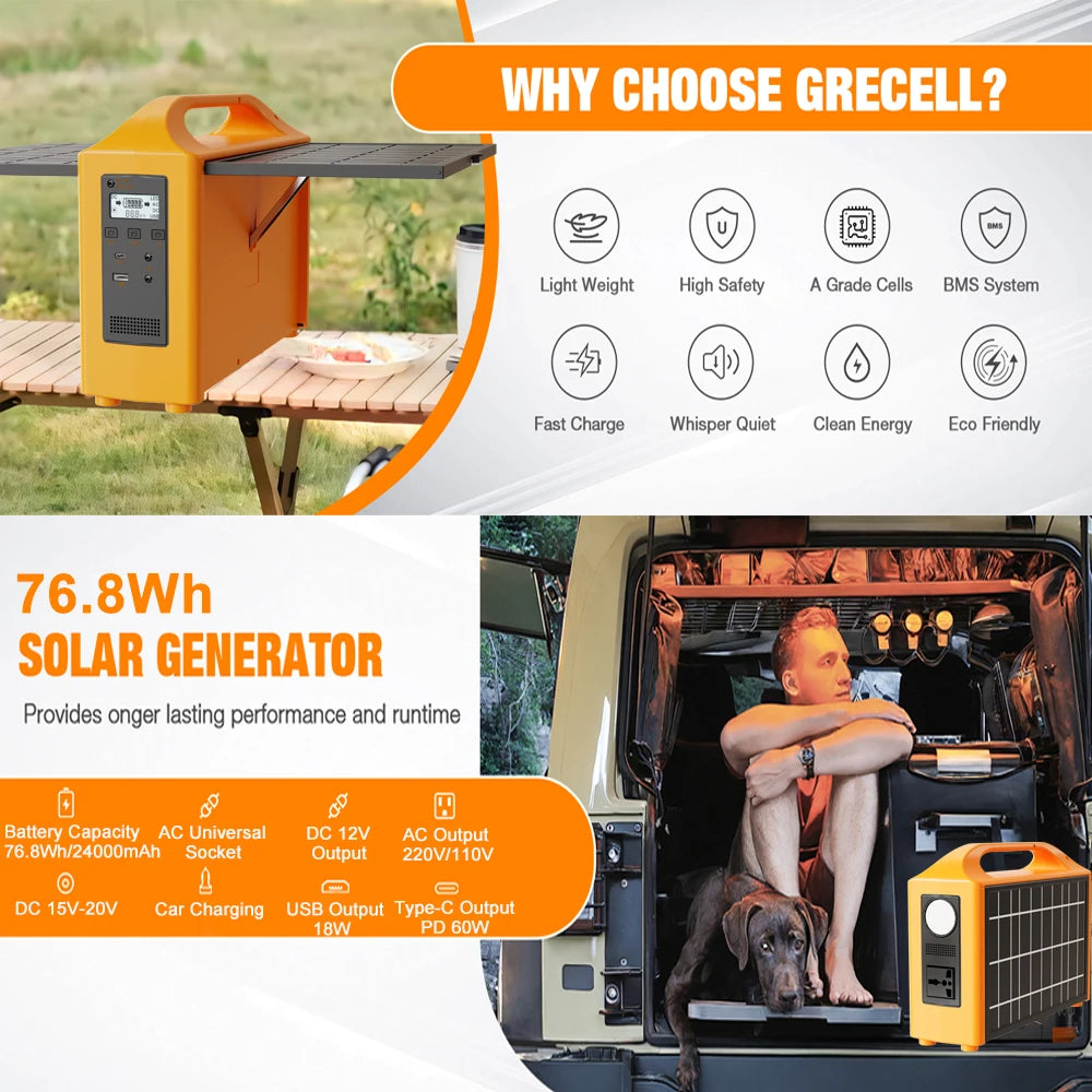 jsdsolar 100W Portable Solar Power Station Generator Output AC 220V 110V LiFePO4 Power Bank UPS Power Plant For Outdoor Camping
