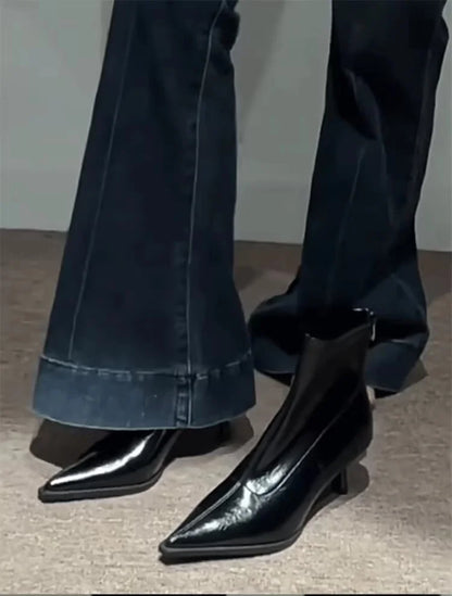 2025 New Women's Ankle Boots Sexy Pointed Toe Woman Short Boots Fashion Causal Ladies Thin High Heel Boots Solid Color Stiletto