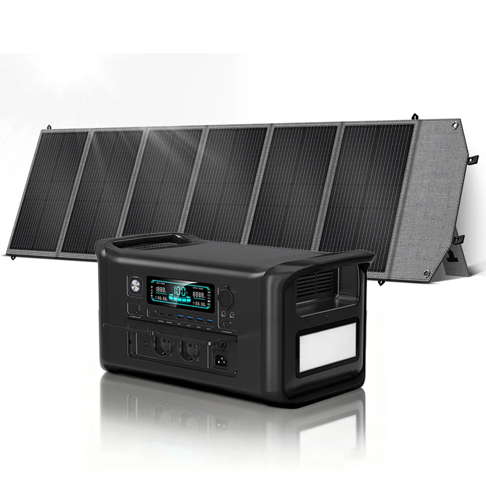 RV Camping CTOLITY AP1000 AP2000 1800W/2400W Solar Generator  Portable Mobile Power Station 200W Solar Panels Portable Foldable