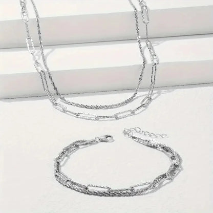 Sparkling 925 Sterling Silver Gypsophila Necklace Bracelet Set For Women Luxury Zircon Cross Pendant Three Piece Jewelry Set
