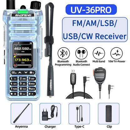 BAOFENG UV‑36 PRO Walkie Talkie 10W High Power Dual Mode Bluetooth Programming Shortwave Receive Two Way Radio FM Handheld Radio