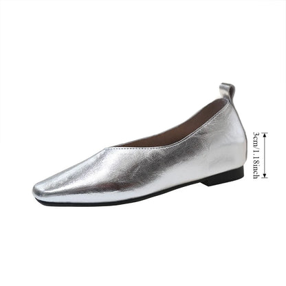 Women's Loafers Genuine Leather Luxury Shoes Heels Pumps Square Toe Elegant Mary Janes Shoes for Height-increasing Insoles