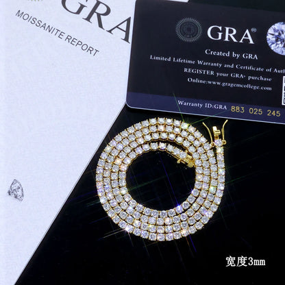 NUOYA Hip Hop Moissanite Tennis Necklace Ice Out VVS1 Diamond Chain Sparkling Jewelry Luxury Gifts for Men and Women