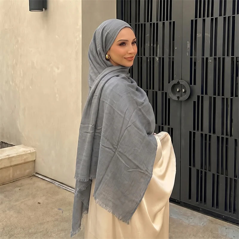 New Long Scarf Women Cotton Scarf Beach Hijab Shawls and Wraps 2026 Luxury Brand Solid Color  Echarpe Designer