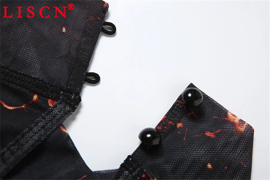 10 Wholesale Items Jumpsuits Women Summer 2025 Short Sleeve Bodycon Sexy Y2k Printing Mesh See Through Backless Rompers K15151