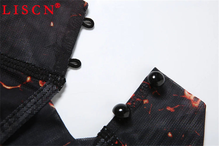 10 Wholesale Items Jumpsuits Women Summer 2025 Short Sleeve Bodycon Sexy Y2k Printing Mesh See Through Backless Rompers K15151