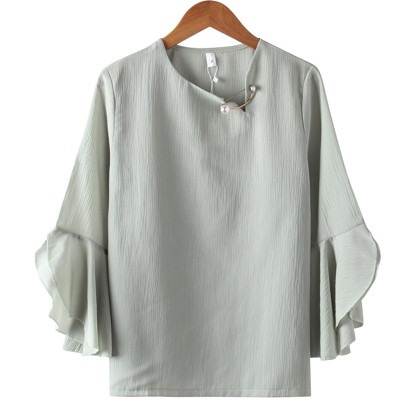 Seven-point Female Ruffled Sleeved Loose Shirt Chiffon Blouses