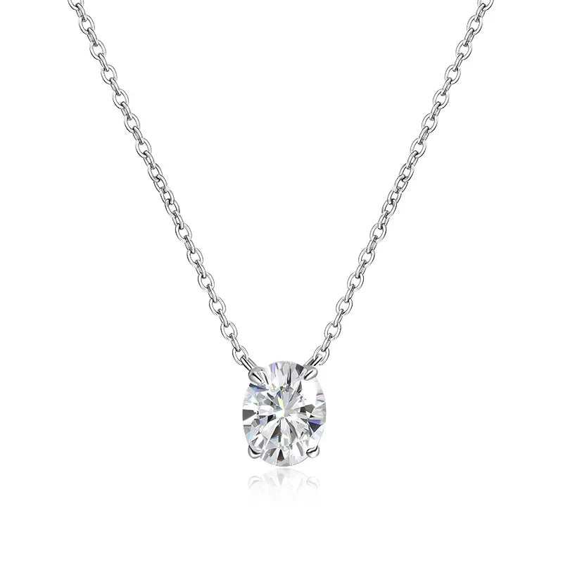 Certified 1/2/3CT Moissanite Necklace Oval Solitaire Pendant for Women 925 Sterling Silver Lab Diamond Charm Jewelry Gift FEOBUR