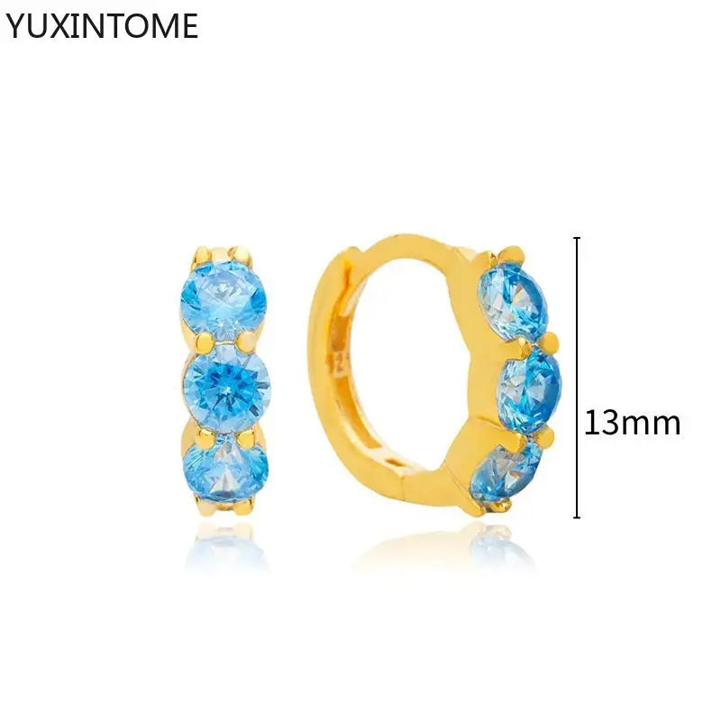 925 Sterling Silver Needle Light Blue Zircon Stud Earrings for Women Fashion Blue Enamel Pendant Earrings Luxury Jewelry Gifts