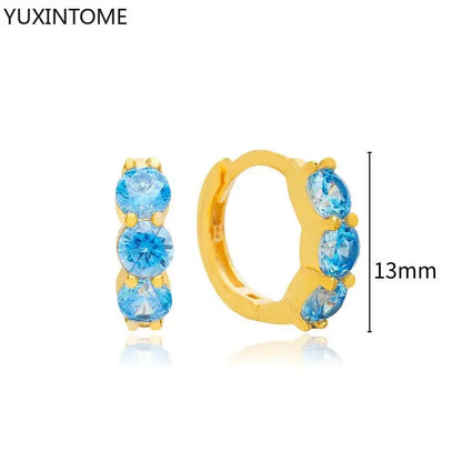 925 Sterling Silver Needle Light Blue Zircon Stud Earrings for Women Fashion Blue Enamel Pendant Earrings Luxury Jewelry Gifts