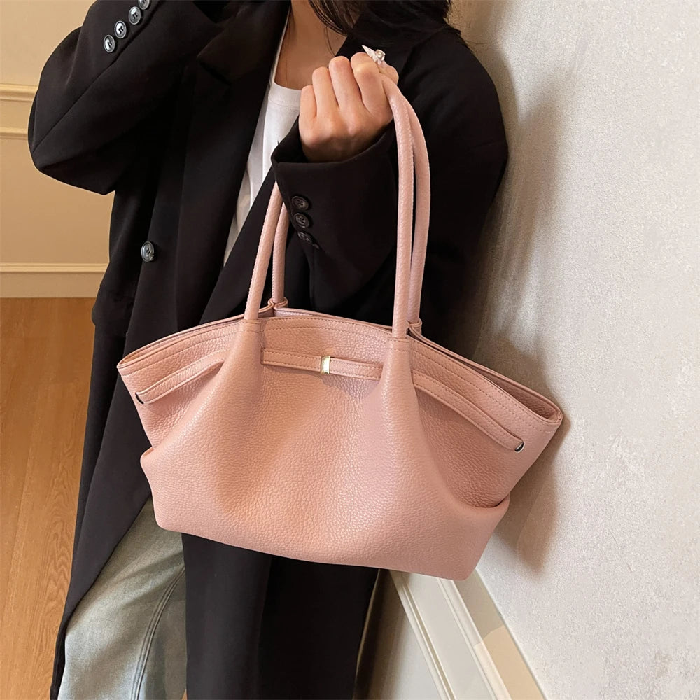 2026 New Lychee Pattern Underarm Shoulder Bags For Women Soft PU Leather Large Capacity Mini Tote Bag Luxury Designer Handbags