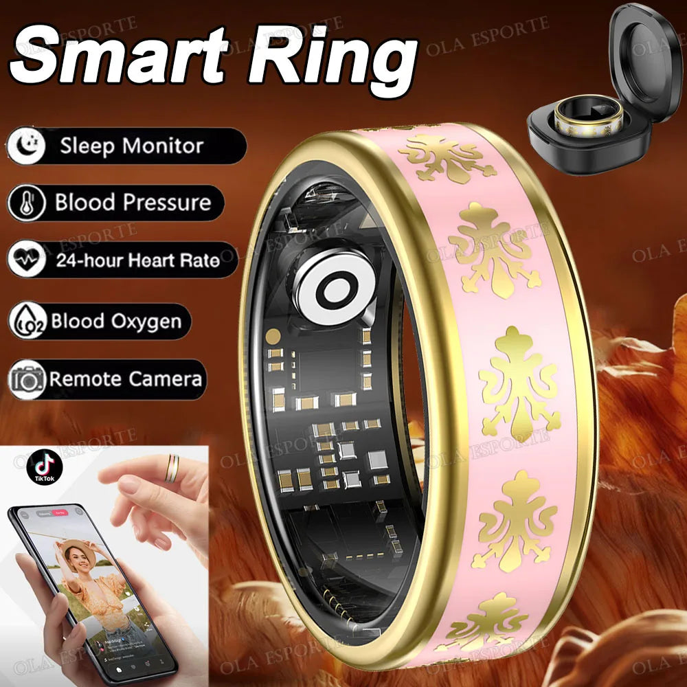 2026 Smart Ring Blood Oxygen Heart Rate Sleep Monitoring Smart Ring IP68 & 5ATM Waterproof Multi-sport Modes Smartring Man Women
