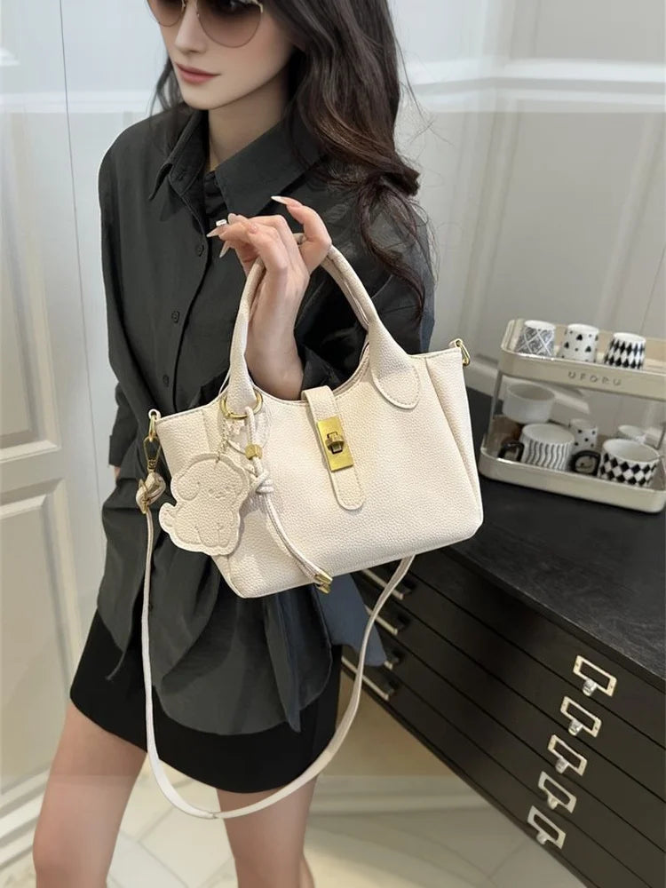 PU Portable Bucket Bag Shoulder Bag Women Fashion Versatile Crossbody Bags Zipper Handbag High Quality Tote Commuter Bags Gifts