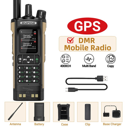 Baofeng DM-32 GPS DMR Radio AES256 Encryption Dual Band UHF VHF Air Band FM AM GMRS Digital Walkie Talkie For Outdoor Camping