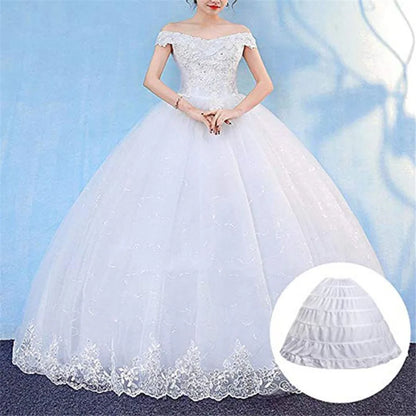2025 New 6 Hoop Crinoline Black White Long Wedding Petticoat Ball Gown Dress Underskirt Skirt Half Slips Wedding Accessories