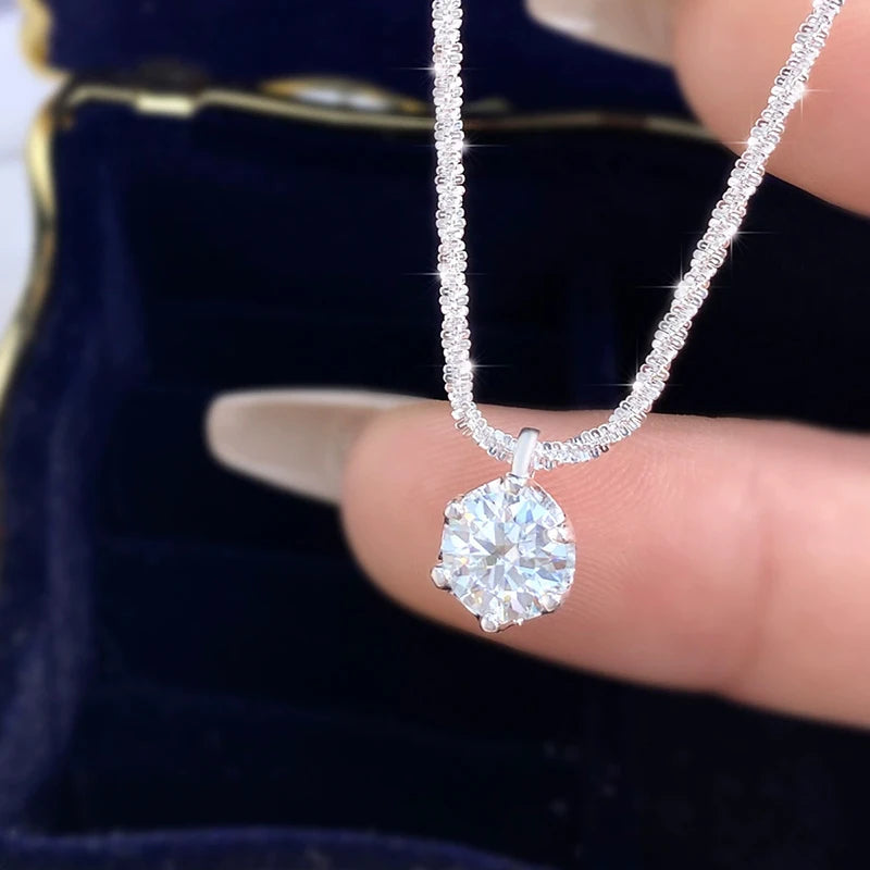 Certified Moissanite Cauliflower Chain Necklace Real 925 Sterling Silver Sparkling 6 Prong Lab Diamond for Women Fine Jewelry