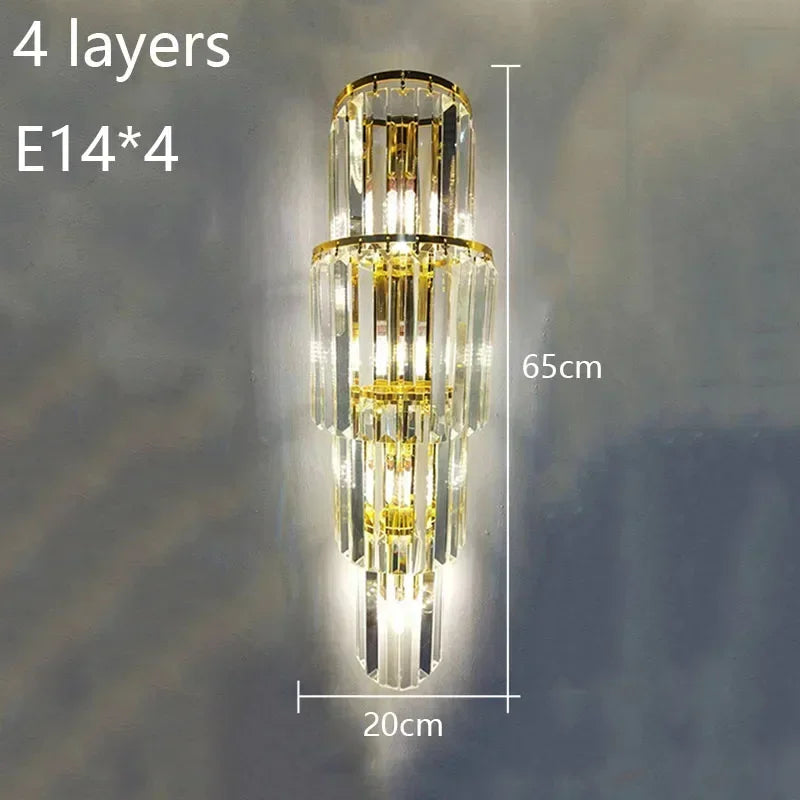 Luxury Hotel Lobby Large Big Crystal Wall Lamp for Club Hall Villa Living Room Bedroom Office Banquet Indoor Lighting Fixtures