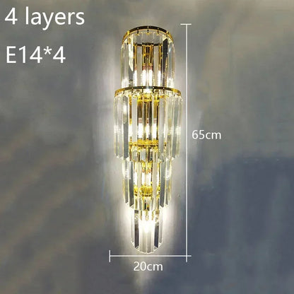 Luxury Hotel Lobby Large Big Crystal Wall Lamp for Club Hall Villa Living Room Bedroom Office Banquet Indoor Lighting Fixtures