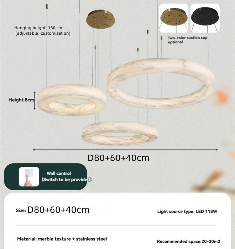 Alabaster Chandelier Spanish Natural Marble Round Hanging Chandeliers For Living Dining Room Loft Bedroom Alabaster Lights