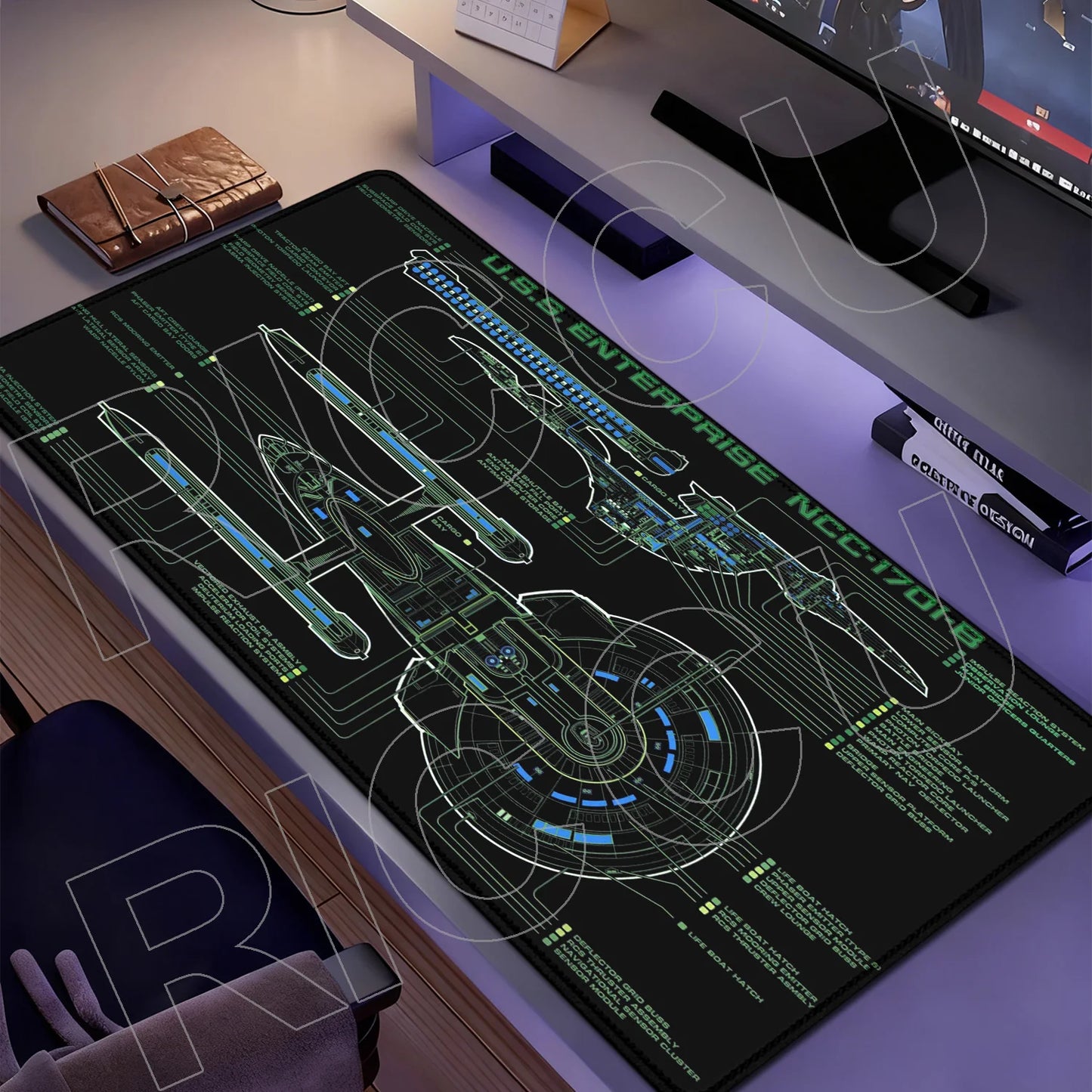XXL HD print Game Mouse Pad Star Trek Office PC Accessories Keyboard Starship Blueprint Gamer Computer Cabinet Desk Mat carpet