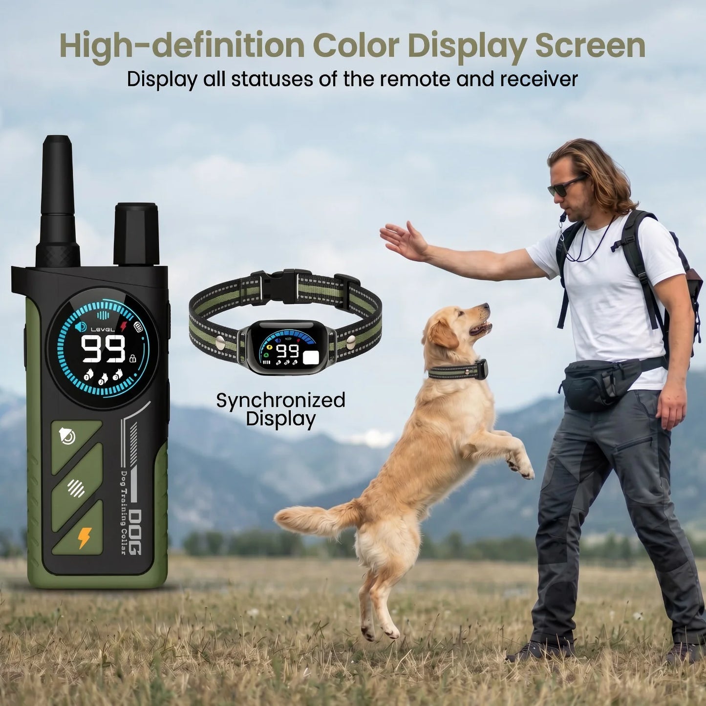 3300FT Dog Training Collar for 10-120lbs Dogs,NEW AI 2-in-1 Automatic Anti Bark Electric Collar,IPX7 Waterproof Shock Collar