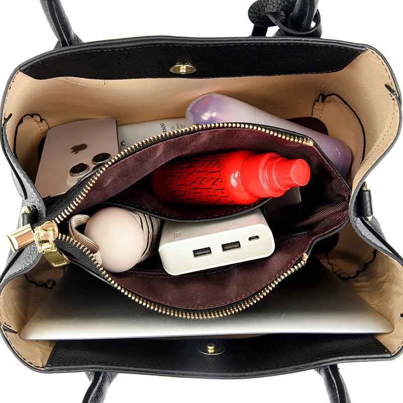 Genuine Leather Large Capacity 3 Layers Women Totes Designer Ladies Shoulder Crossbody Bags Fashion Female Handbags Sac A Main