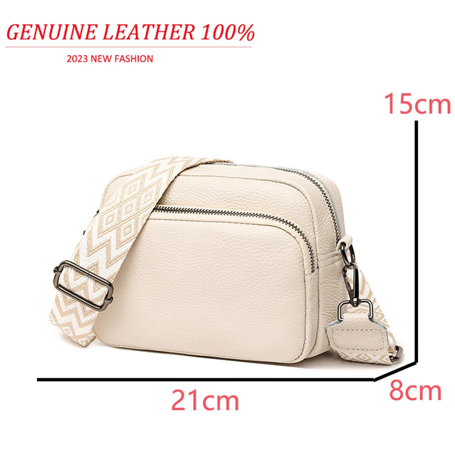 Luxury Solid Color Genuine Leather Ladies Messenger Bag 100% Soft Cowhide Shoulder Crossbody Bags For Women 2023 Female Handbags