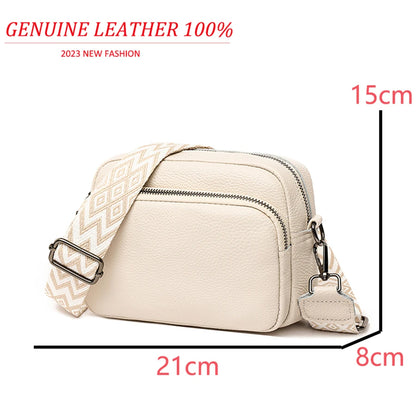 Luxury Solid Color Genuine Leather Ladies Messenger Bag 100% Soft Cowhide Shoulder Crossbody Bags For Women 2023 Female Handbags