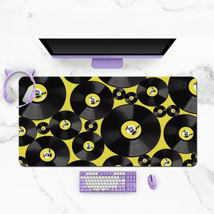 Large Size Mousepad Table Mat For Bedroom Learning Games Nostalgic Vinyl Cassette Themed For Laptop Office Desktop Mat