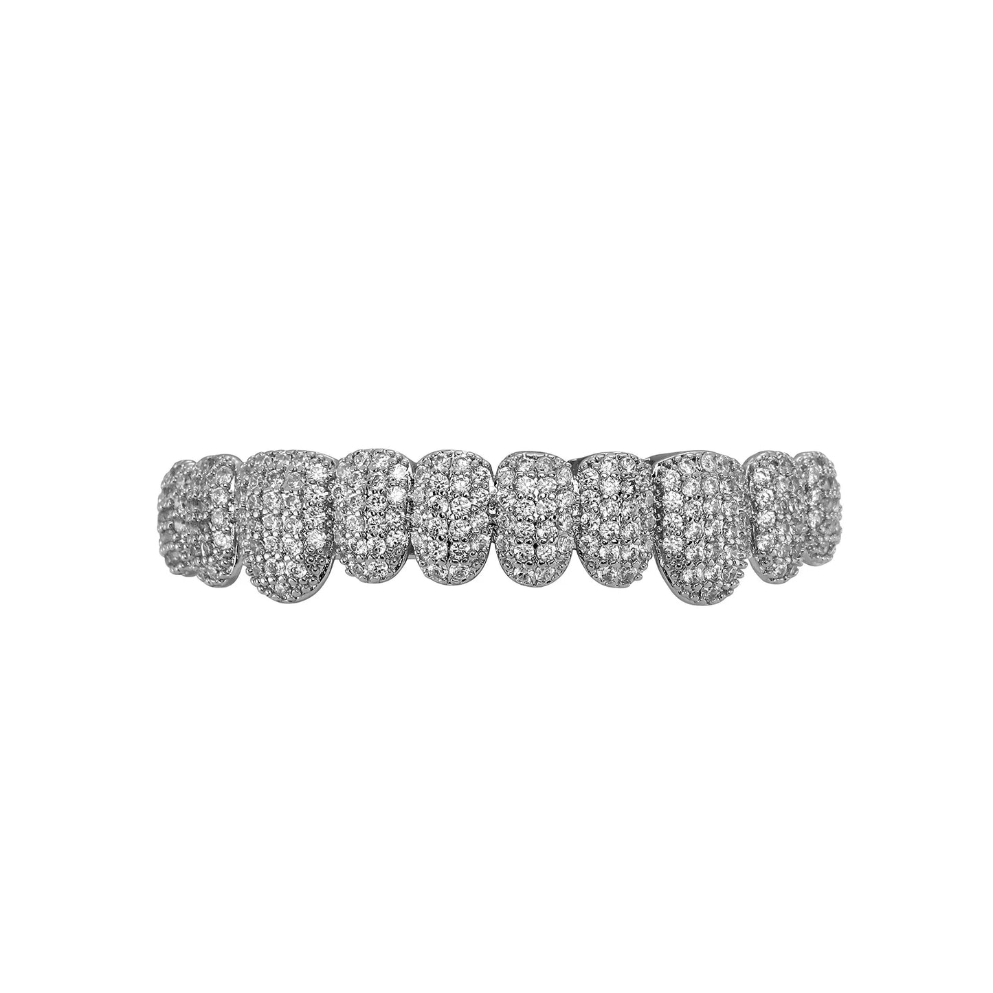 TOPGRILLZ Iced Out 10 Top &10 Bottom 5A CZ Stones Teeth Grillz Punk Rapper 14K Gold Plated Zircon Tooth Caps For Mouth Jewelry