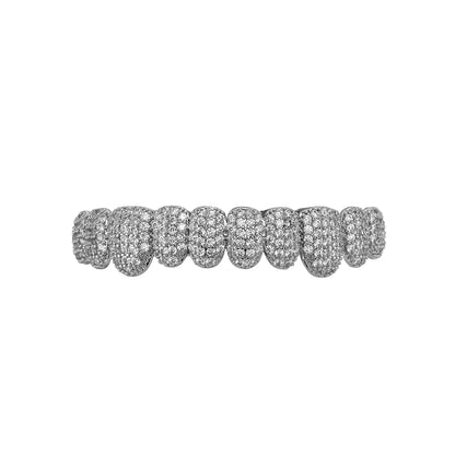 TOPGRILLZ Iced Out 10 Top &10 Bottom 5A CZ Stones Teeth Grillz Punk Rapper 14K Gold Plated Zircon Tooth Caps For Mouth Jewelry