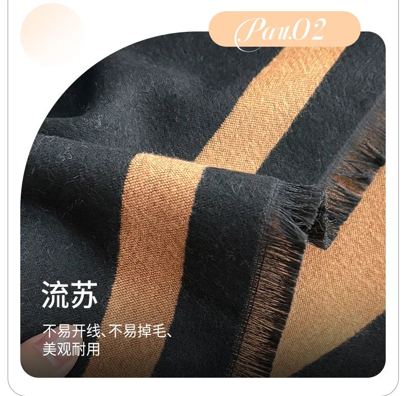 Women's Reversible Two-Tone Scarf, Plush Soft Winter Shawl & Neck Warmer, Double Sided Elegant Fall Wrap
