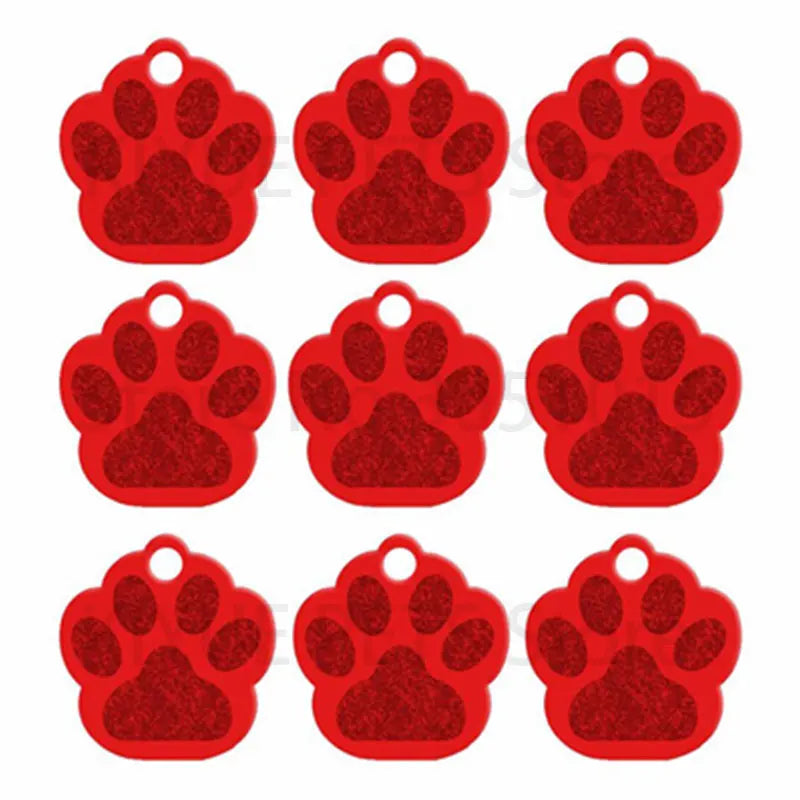 Wholesale 100Pcs Paw Pet Dog ID Tag Custom Engraved Name Plate Phone Dogs ID Tags Personalized Aluminum Pet Pendant Key Chain