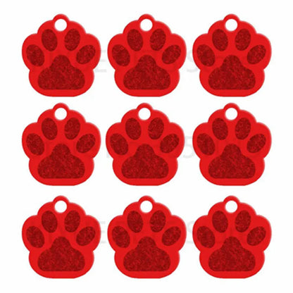 Wholesale 100Pcs Paw Pet Dog ID Tag Custom Engraved Name Plate Phone Dogs ID Tags Personalized Aluminum Pet Pendant Key Chain